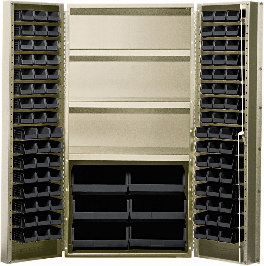 QSC-BG-36S  36&quot; Ivory Steel Cabinet w/bins, Colour: Black