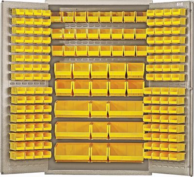 QSC-BG-48  48&quot; Ivory steel cabinet w/bins