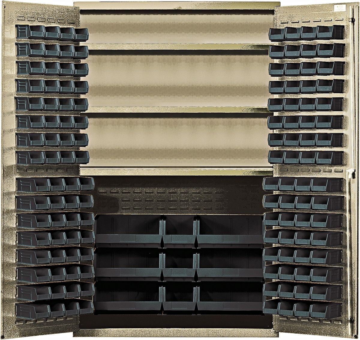 QSC-BG-48S  48&quot; Ivory cabinet with shelves + bins, Colour: Black