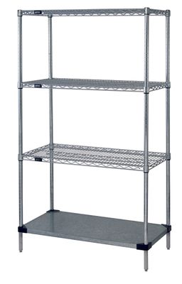 Stainless Wire Unit With 1 Solid Bottom Shelf