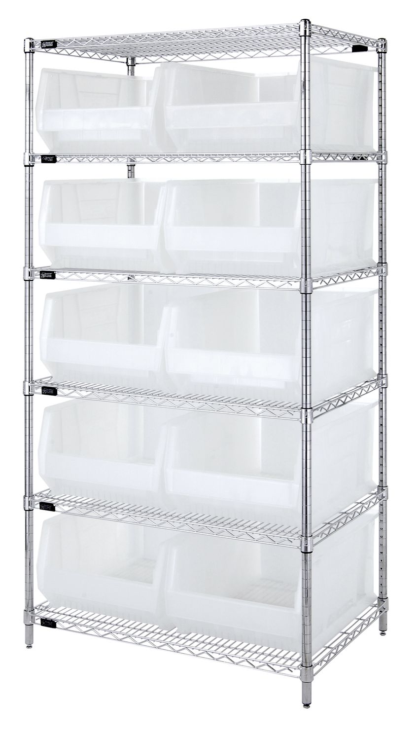 WR6-957 - Wire shelving w/QUS957 bins, Colour: Clear