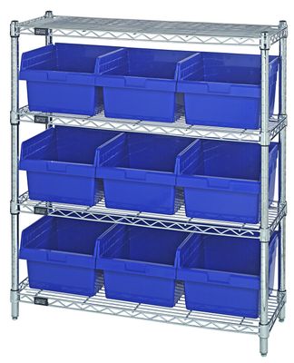 WR4-39-1236-809 - Wire shelving w/QSB809 bins