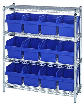 WR4-39-1236-807 - Wire shelving w/QSB807 bins