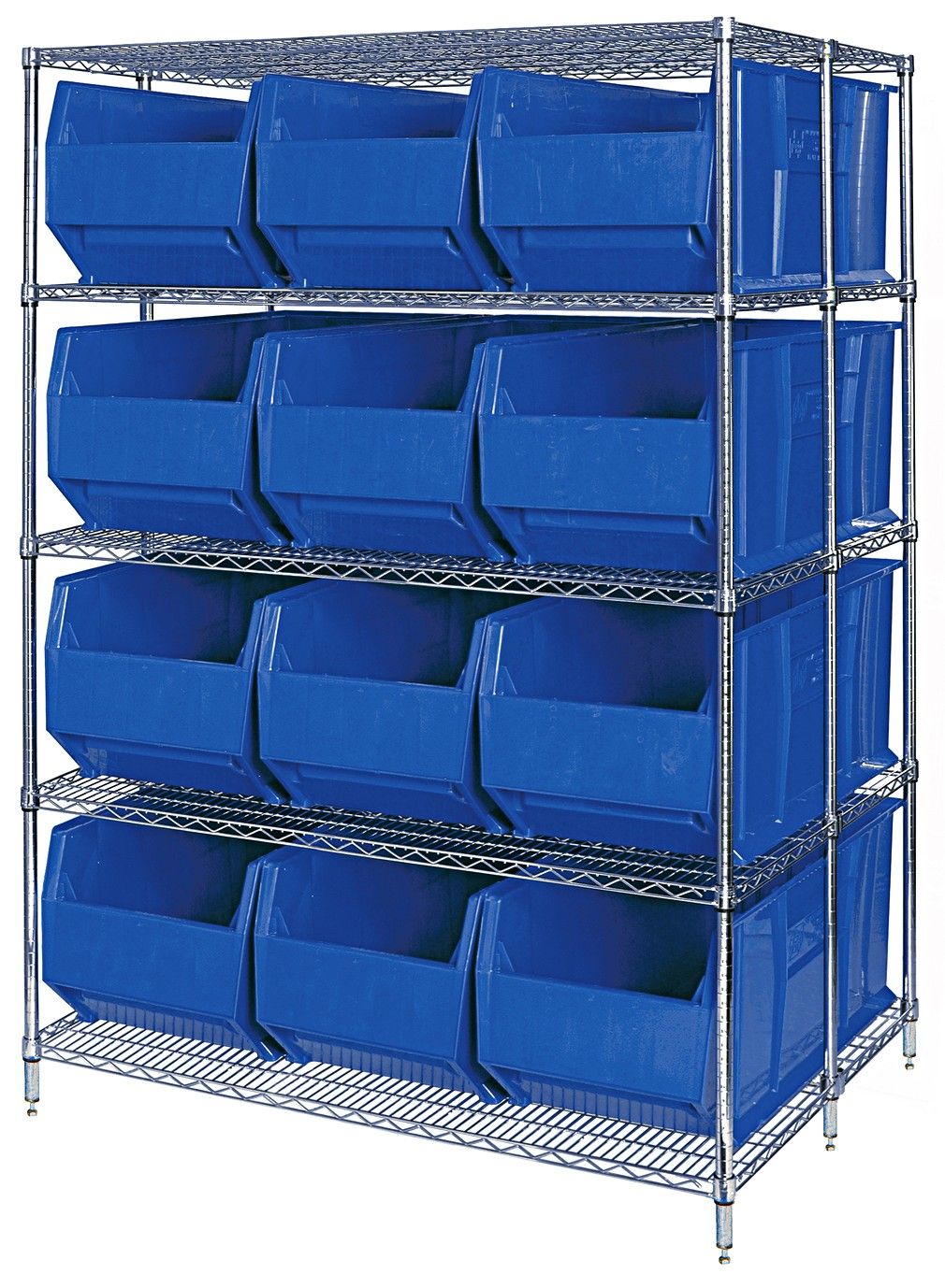 WRA86-2136C-166 shelving w/QRB166 bins, Colour: Blue