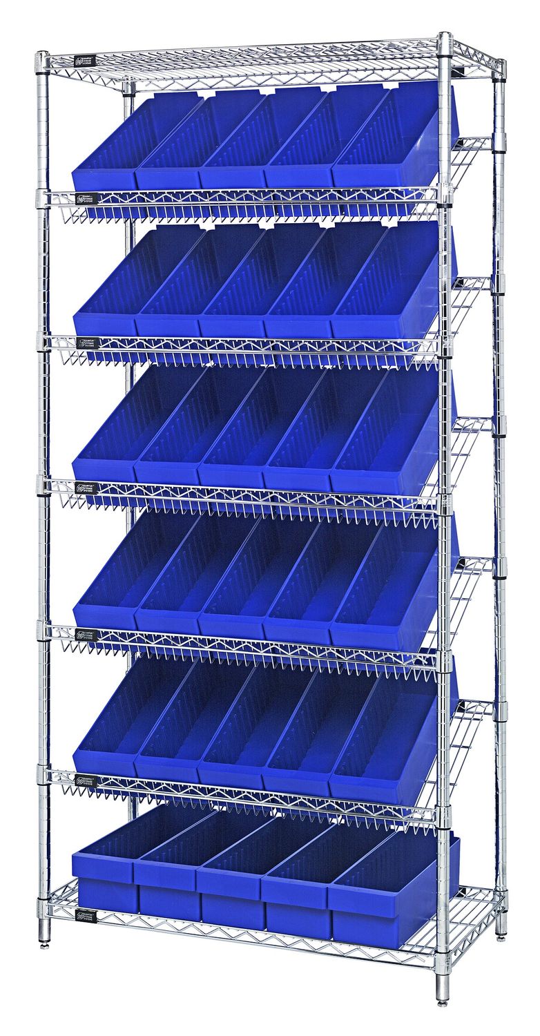 WRS-7-602 Wire sloped shelving w/QED602, Colour: Blue