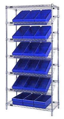 WRS-7-606 Wire sloped shelving w/QED606, Colour: Blue