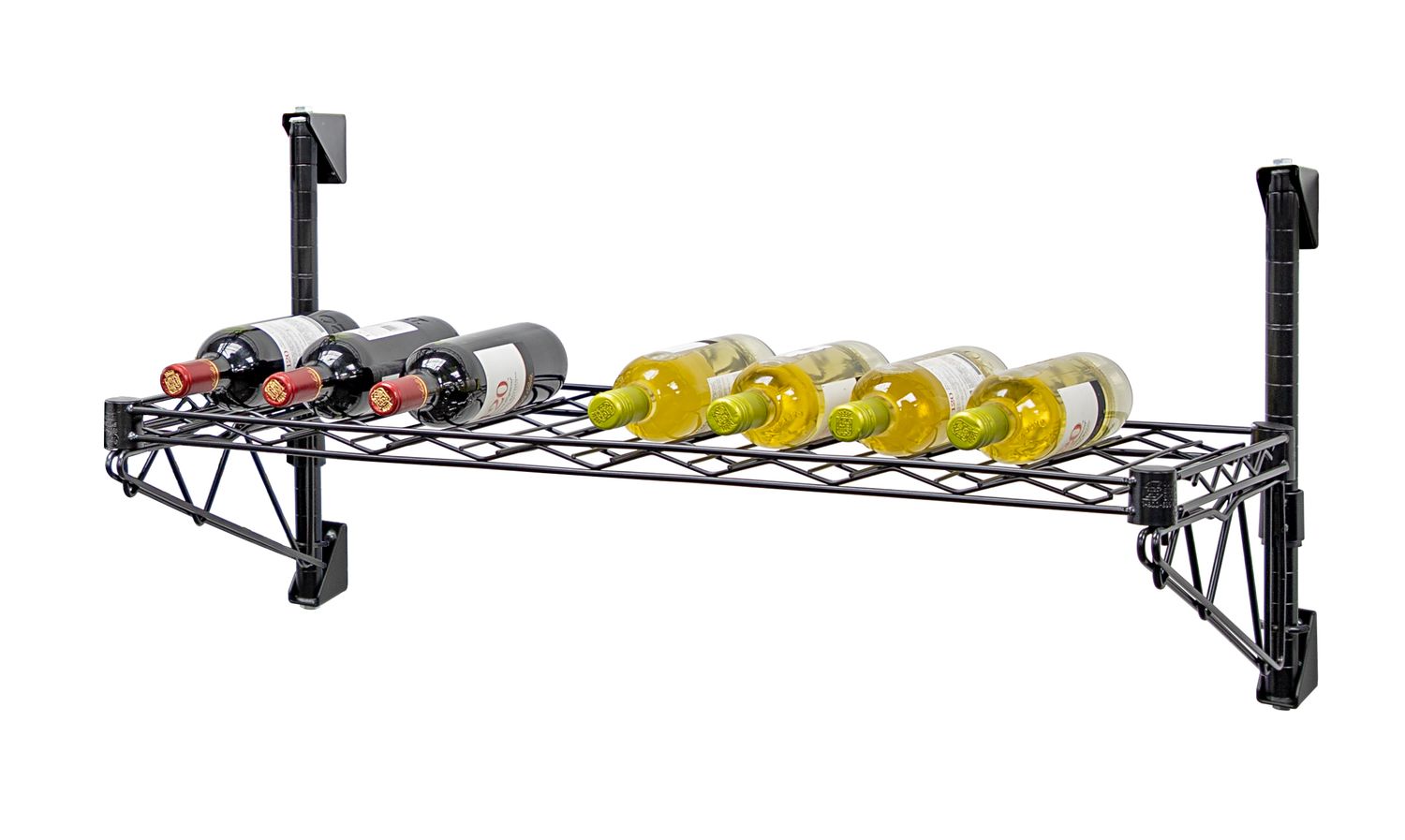 Wine bottle Cantilever Shelving Kits -Black Epoxy, Part Number: 14x36&quot; shelf, 14&quot;H single tier, single wide