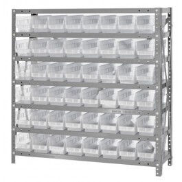 Steel Shelving with 4" high Shelf Clear-View bins (QSB1xxCL)