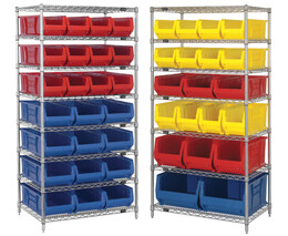 Wire Shelving with 24" Hulk Stacking bins (QUS95x)