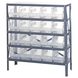Steel Shelving with 6" high Shelf Clear-View bins (QSB2xxCL)