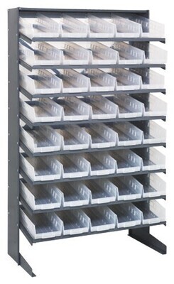 Sloped Shelving with 4" high Shelf Clear-View bins (QSB1xxCL)