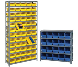 Steel Shelving with 4" high Shelf bins (QSB1xx)
