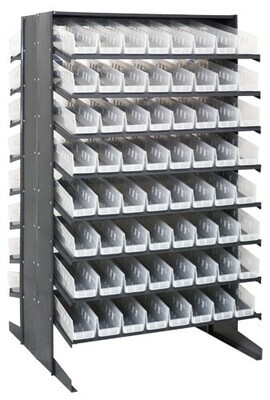 Sloped Shelving with 6" high Shelf Clear-View bins (QSB2xxCL)