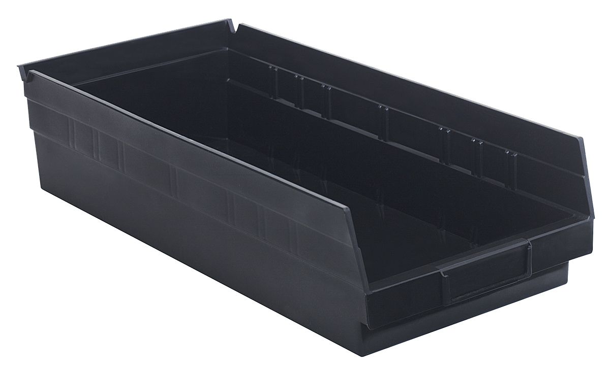 QSB108 - 17.9"x8.4"x4" Shelf bin, Colour: Black