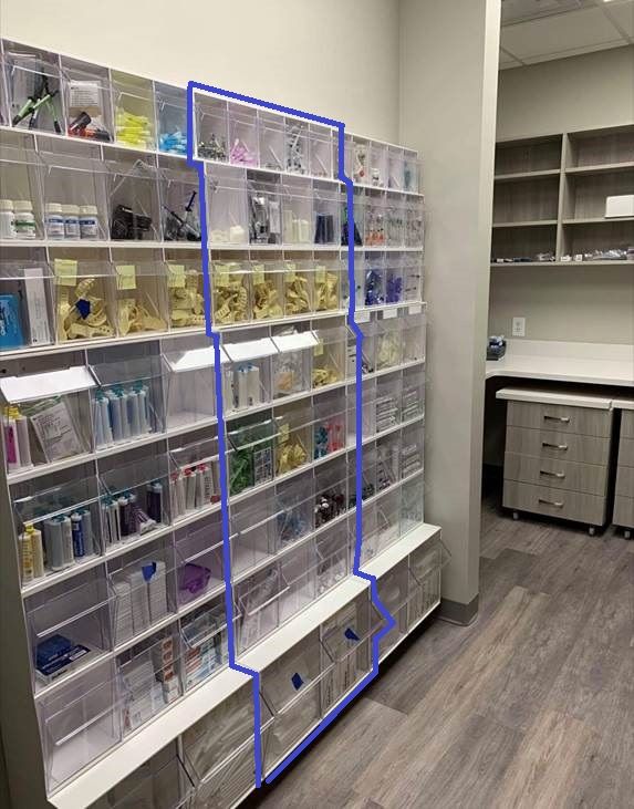 Dental office Tip-Out bin Asst. #3 70" tall