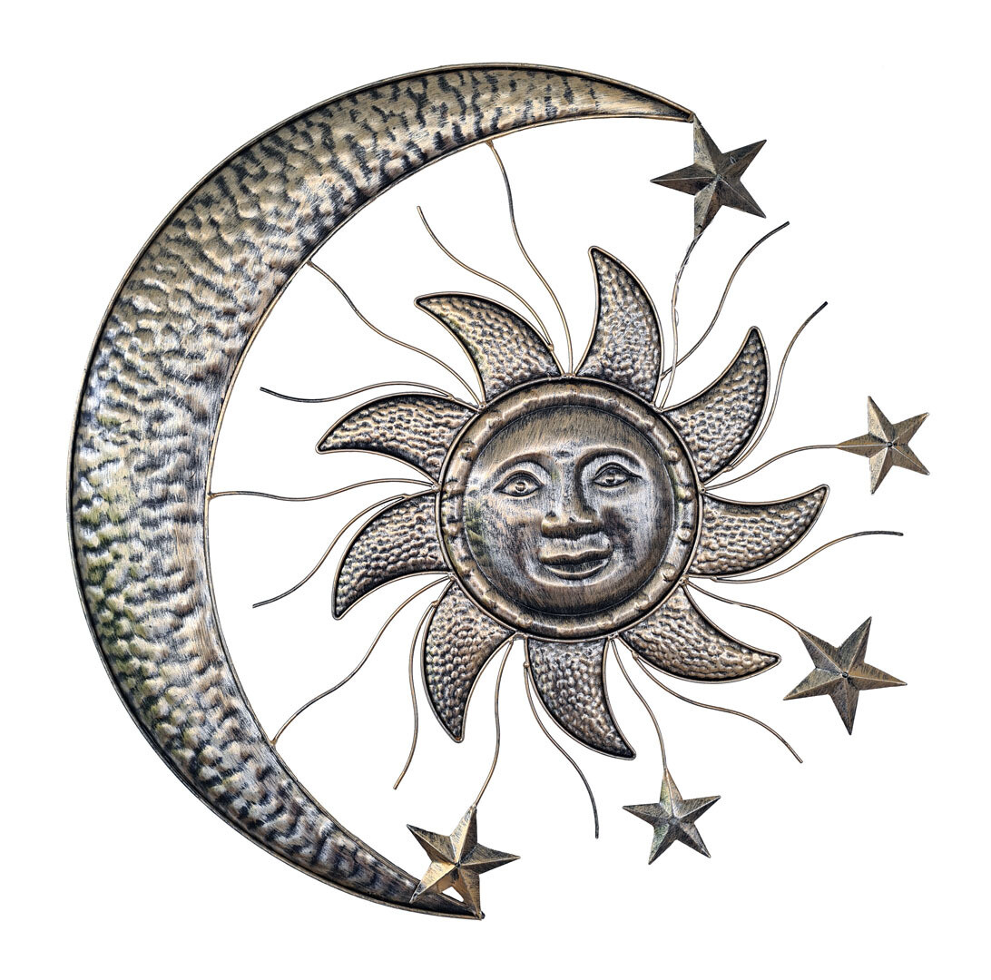 Wanddeko Sonne & Mond | LEDs | Solarpanel | Lichtsensor | 70 cm B
