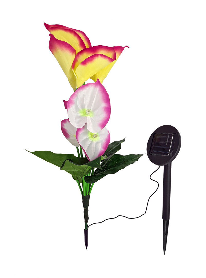 abc HOME - Stimmungsvolle Gartenbeleuchtung: Blume Calla mit LED-Leuchten
Solar Gartenstecker, Gartenbeleuchtung, LED-Leuchten, Lichtsensor, solarbetrieben, farbenfroh, Kunststoff, LEDs, warmweißes Licht, Höhe 52 cm