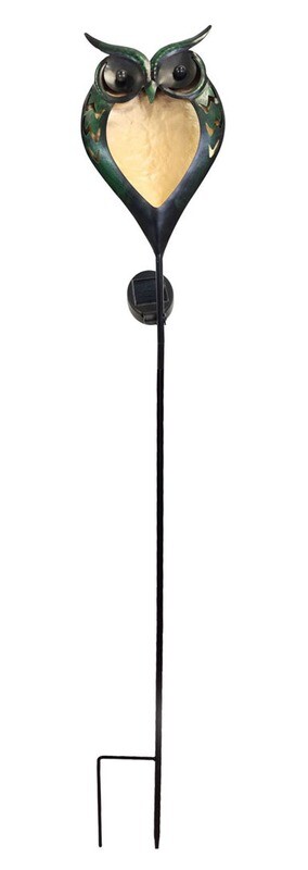 Gartenstecker Eule | LED | Solarpanel | Lichtsensor | 110 cm H abc HOME - Stimmungsvolle Gartenbeleuchtung: Eule mit LED-Leuchte
Solar Gartenstecker, Gartenbeleuchtung, LED-Leuchte, Lichtsensor, solarbetrieben, Metall, LED, Höhe 110 cm