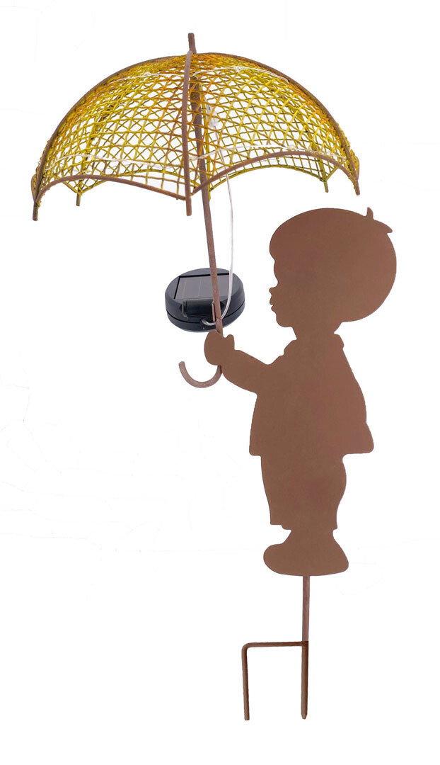 abc HOME - Stimmungsvolle Gartenbeleuchtung: Junge mit Regenschirm und LED-Leuchten
Solar Gartenstecker, Gartenbeleuchtung, LED-Leuchten, Lichtsensor, solarbetrieben, Rostoptik, Metall, LEDs, warmweißes Licht, Höhe 47 cm