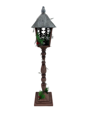 Laterne Weihnachten | LEDs | Holzoptik | Batteriebetrieben | 76 cm H