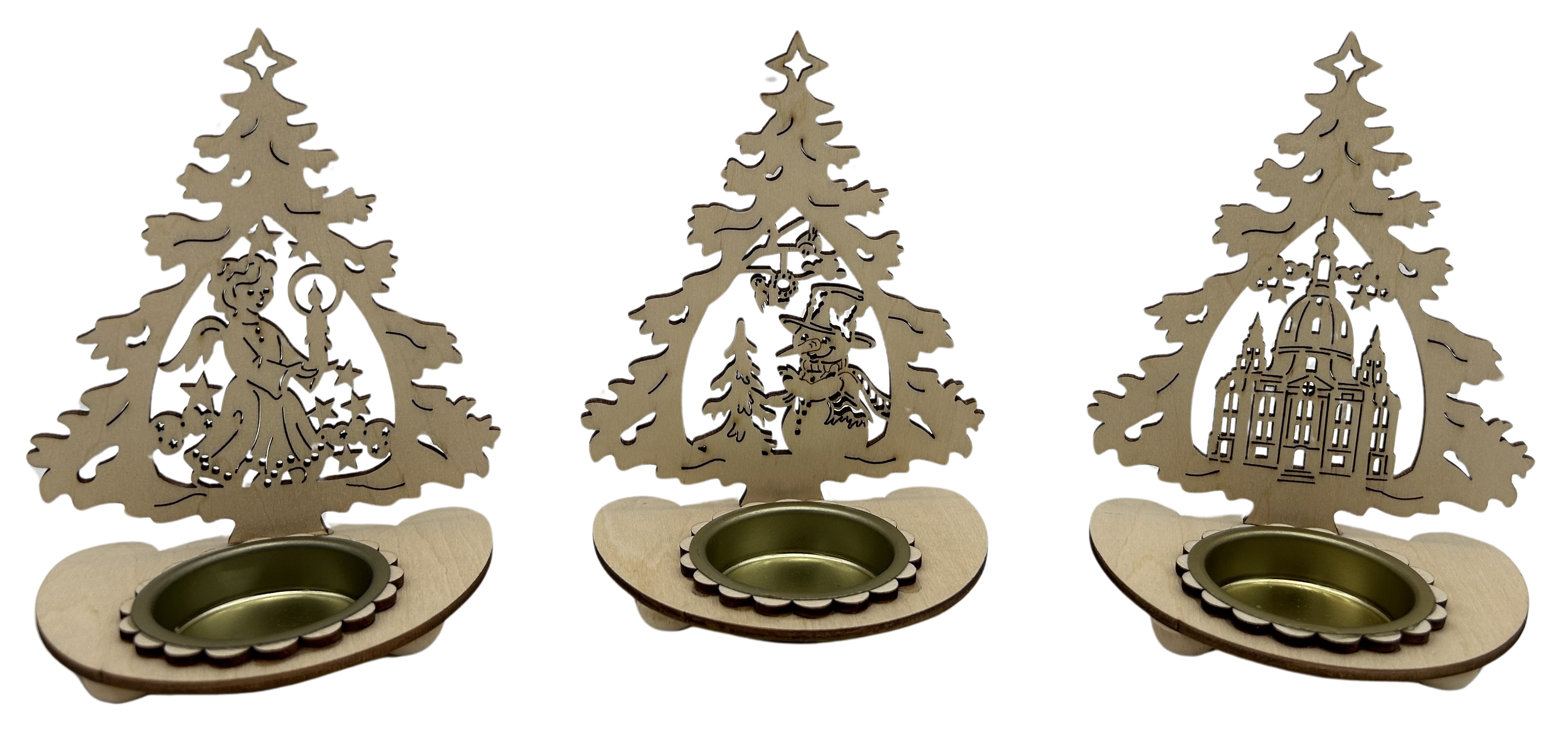 Teelichthalter Lichterbögen | Tannenbäume | Weihnachten | 3tlg. Set