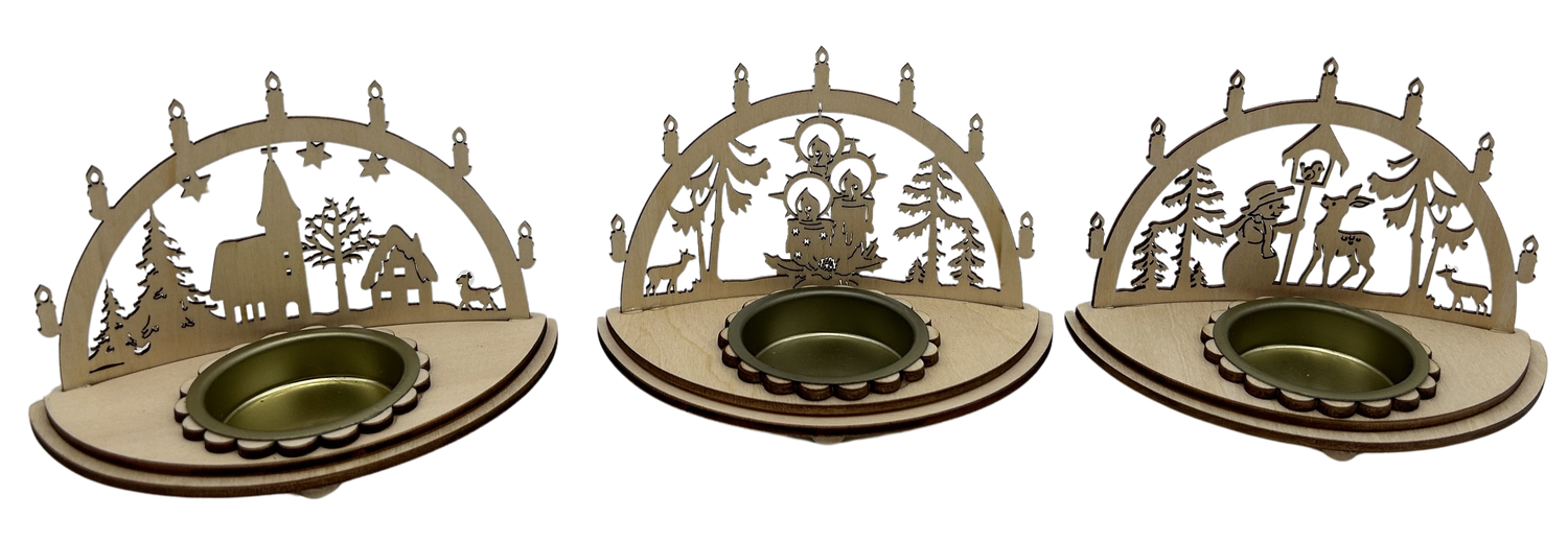 Teelichthalter Lichterbögen | Tannenbäume | Weihnachten | 3tlg. Set