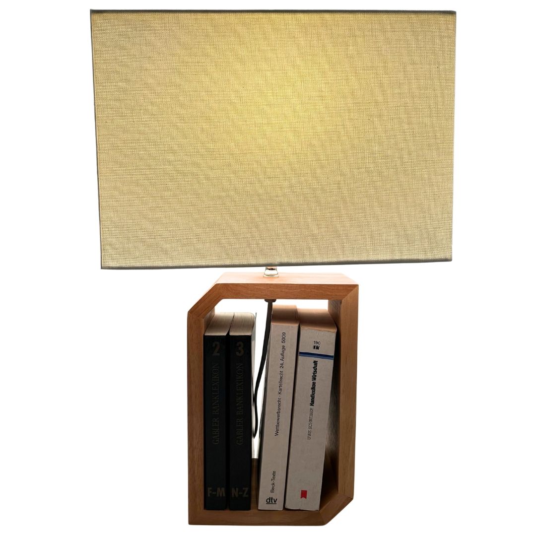 Leuchte | Buchstütze | modern | Holzfuß