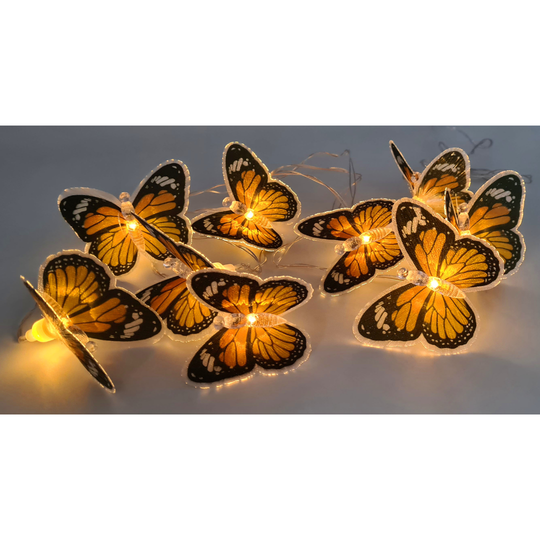 Lichterkette Schmetterlinge | LEDs | Solarpanel | Lichtsensor | 350 cm L