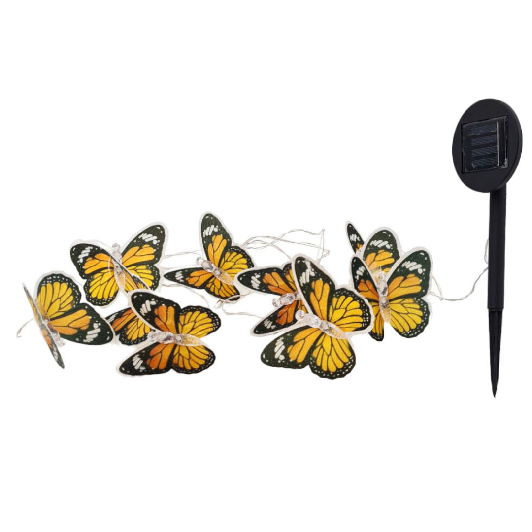 Lichterkette Schmetterlinge | LEDs | Solarpanel | Lichtsensor | 350 cm L