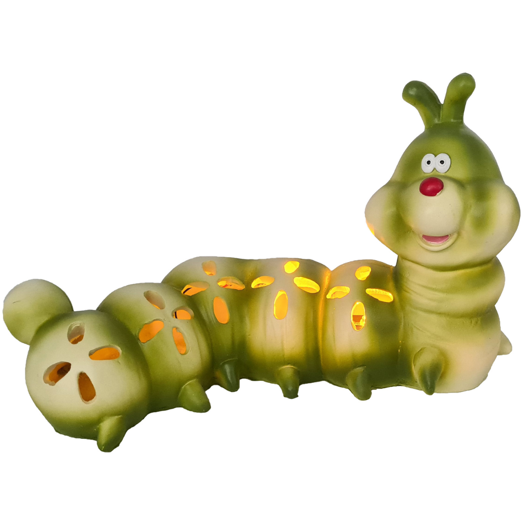 Gartenfigur Raupe | LEDs | Solarpanel | Lichtsensor | 16 cm H