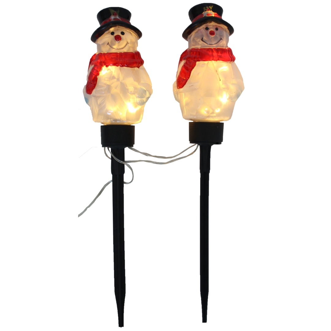 Gartenstecker Schneemänner | LED | Netzstecker | 43 cm H