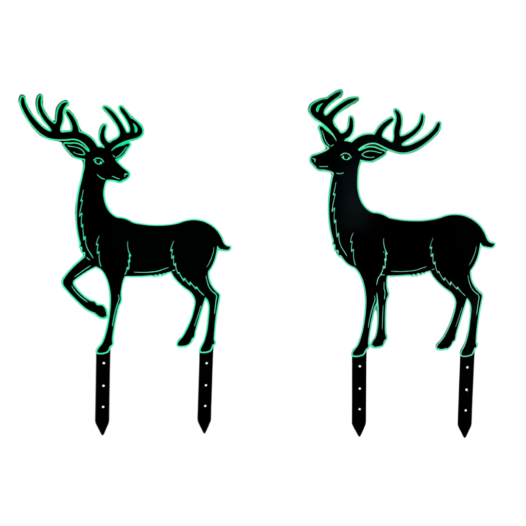 Gartenstecker Hirsch | Silhouette | fluoreszierende Konturen