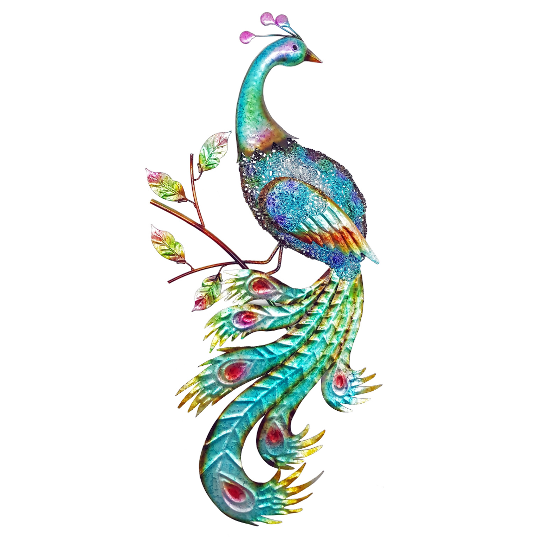 Wanddeko Pfau | Metall | 76 cm H