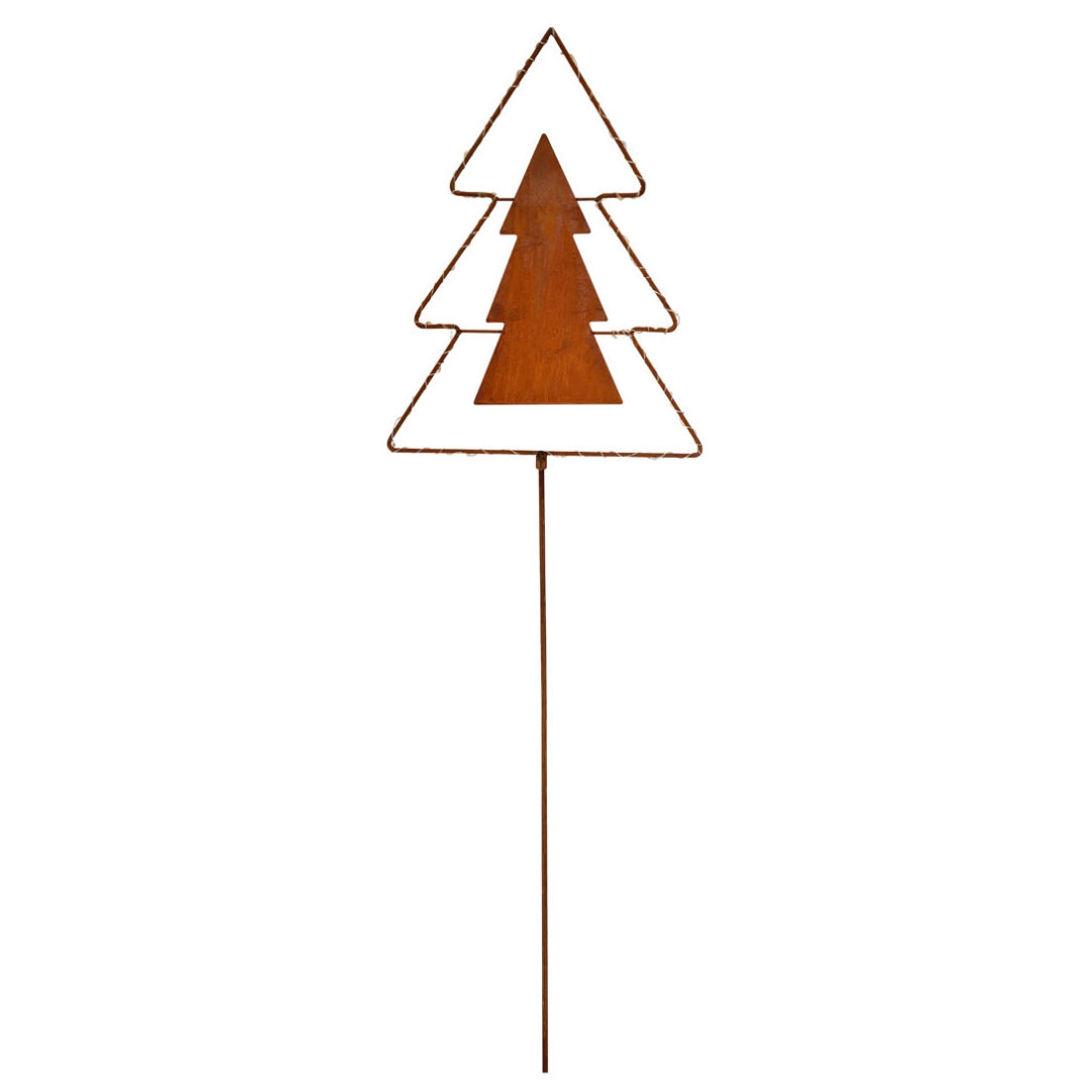 Gartenstecker | Stern | Tannenbaum | LEDs | batteriebetrieben | Edelrost