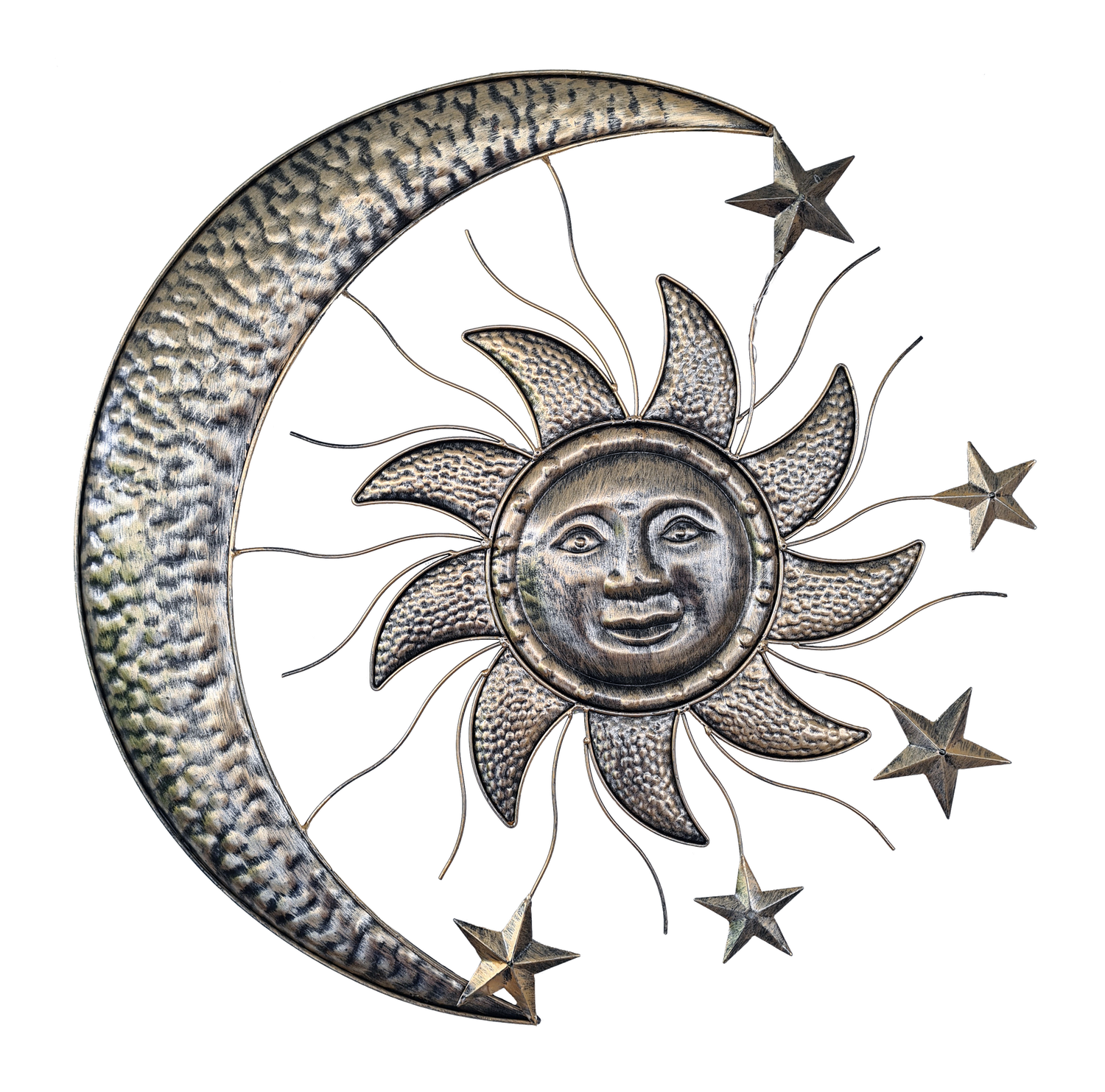 Wanddeko Sonne & Mond | LEDs | Solarpanel | Lichtsensor | 70 cm B