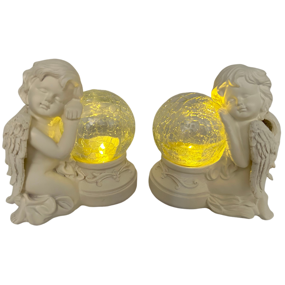 Dekofigur Engel | LEDs | Solarpanel | Lichtsensor | 2er Set