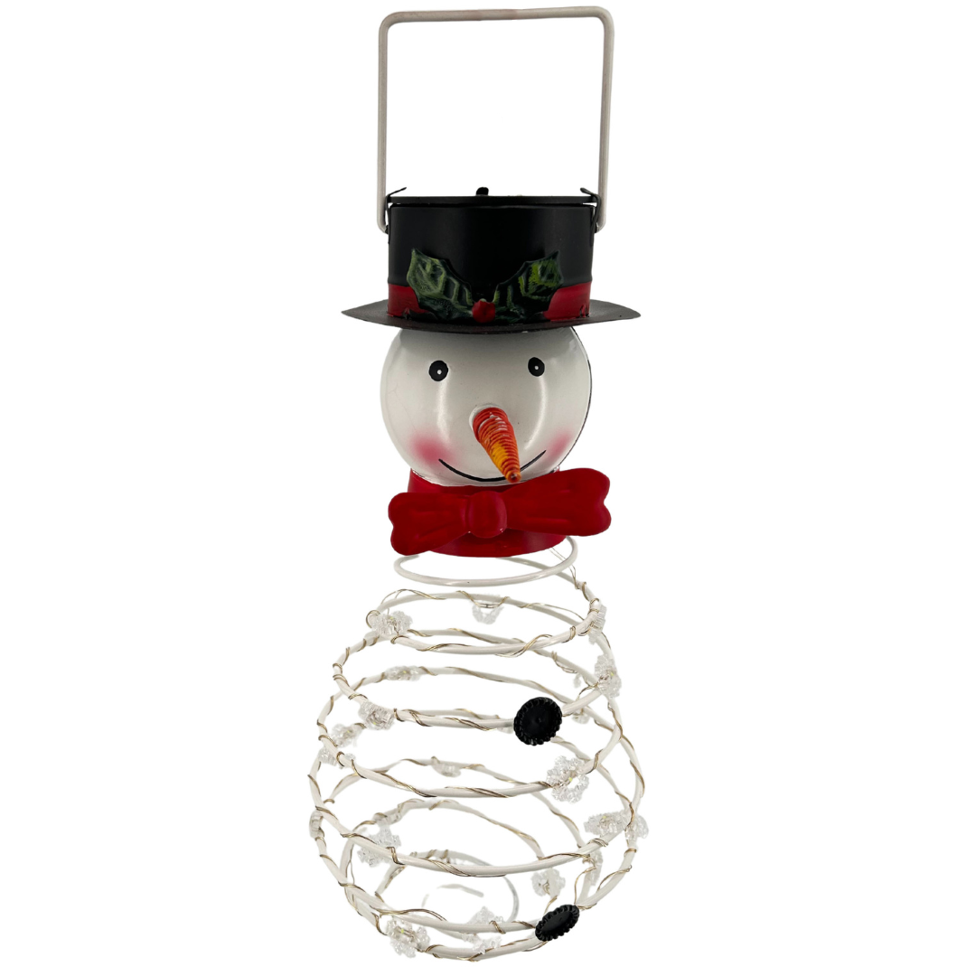 Hängeleuchte Schneemann | LEDs  | Solarpanel | Lichtsensor | 20 cm H