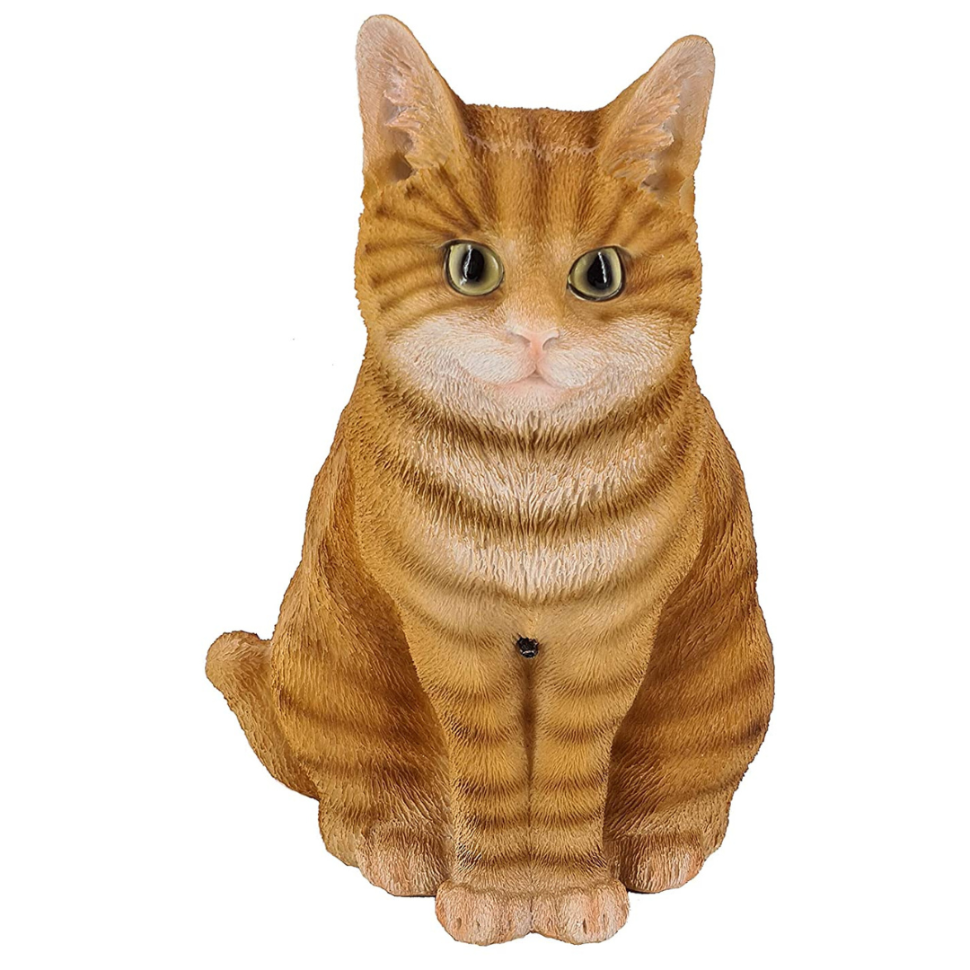 Gartenfigur / Dekofigur Katze | Bewegungsmelder Miauen | 34 cm H