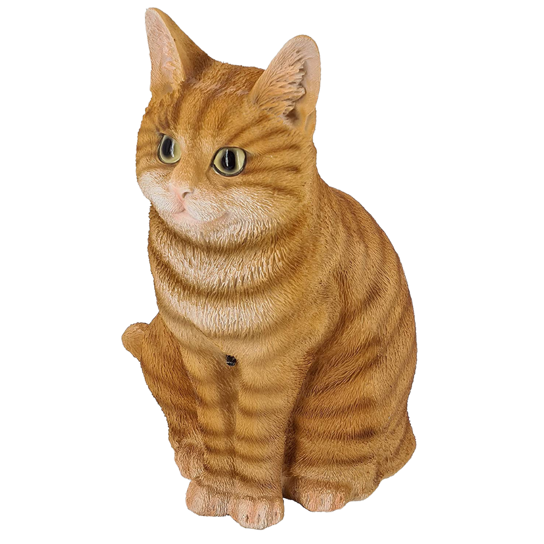 Gartenfigur / Dekofigur Katze | Bewegungsmelder Miauen | 34 cm H