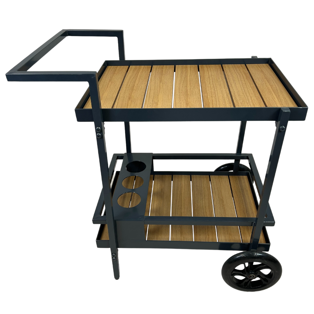 Outdoor Servierwagen | zwei Ablageflächen | Flaschenhalterungen | 80 cm H