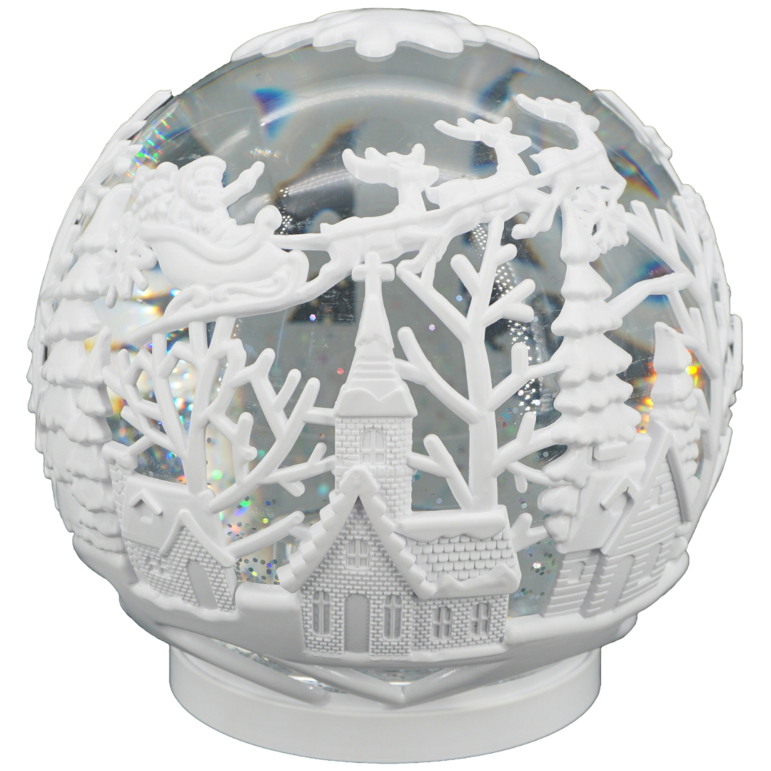 Schneekugel | LEDs | Schneewirbel | batteriebetrieben | 16 cm Ø
