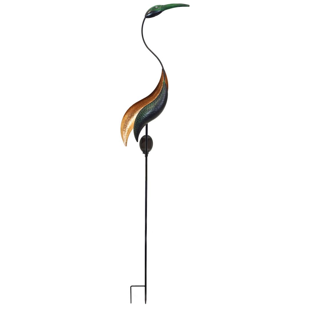 Gartenstecker Kranich | LED | Solarpanel | Lichtsensor | 114 cm H