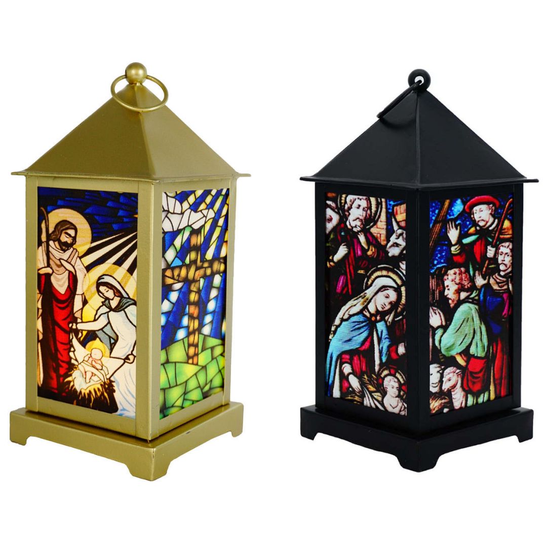 Laterne mit Krippenszene | Weihnachten | LED | batteriebetrieben