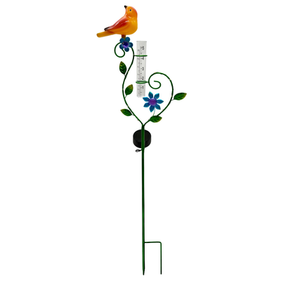 Gartenstecker Vogel mit Regenmesser | LEDs | Solarpanel | Lichtsensor | 80 cm H Gartenstecker Vogel mit Regenmesser | LEDs | Solarpanel | Lichtsensor | 80 cm H