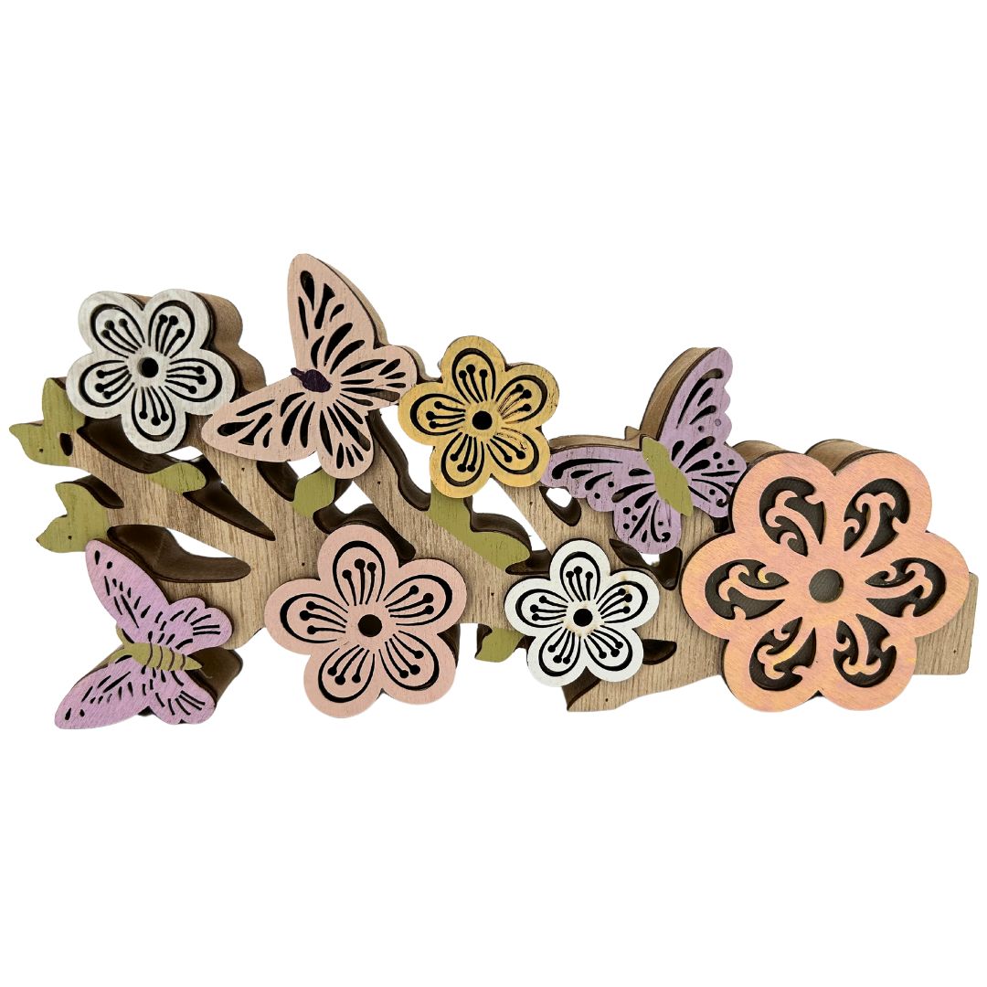 Dekofigur Blumen & Schmetterlinge | MDF | 25 cm B