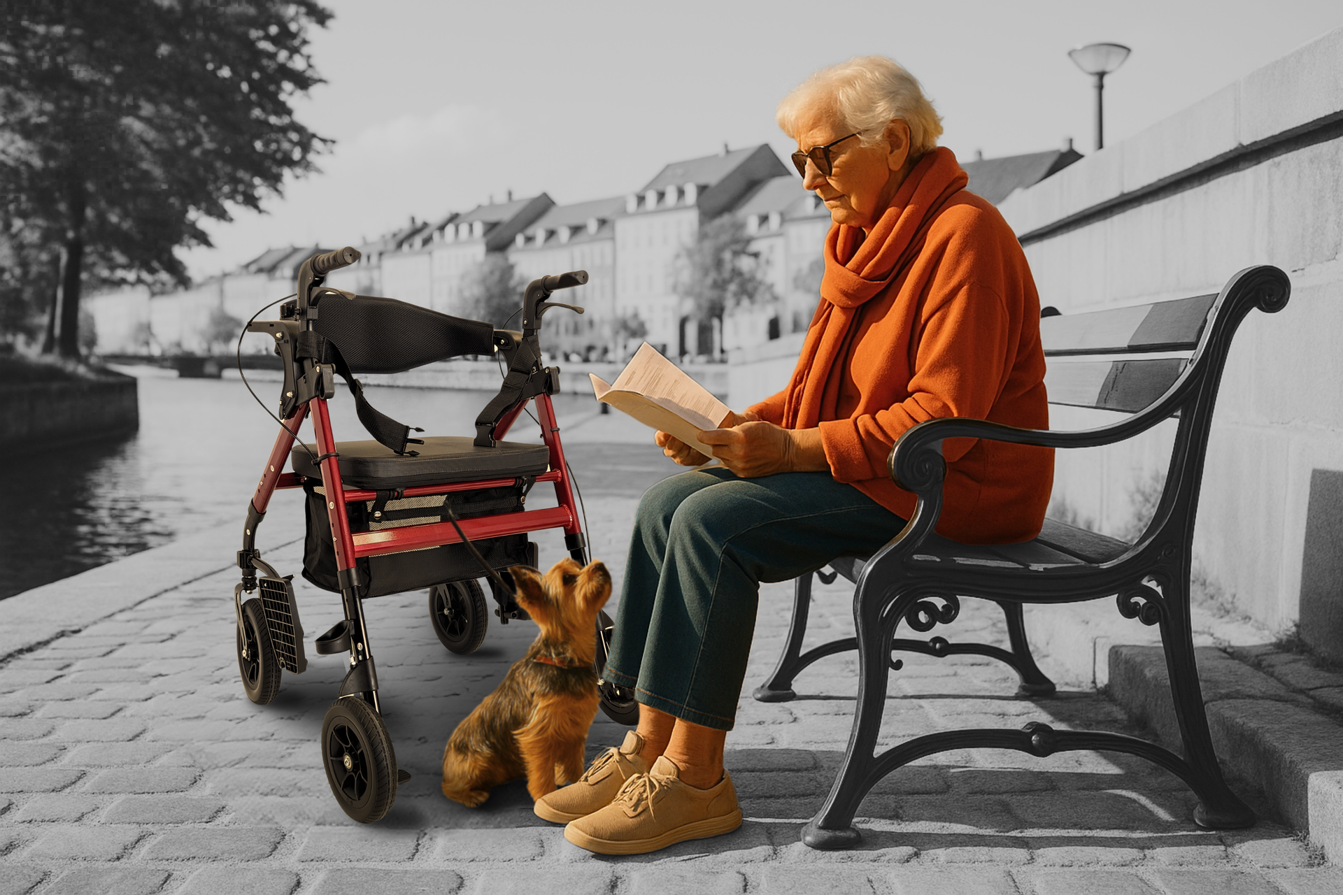 Outdoor Rollator Transportstuhl bis 135kg | XXL Räder 9,5
