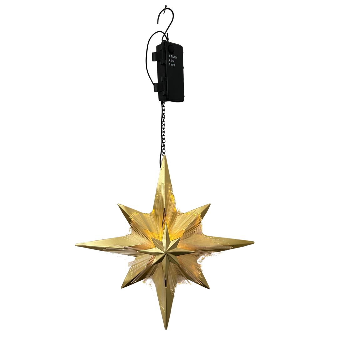 Hängeleuchte Stern | Weihnachten | LED | Batteriebetrieben | Timer-Funktion | 50 cm H
