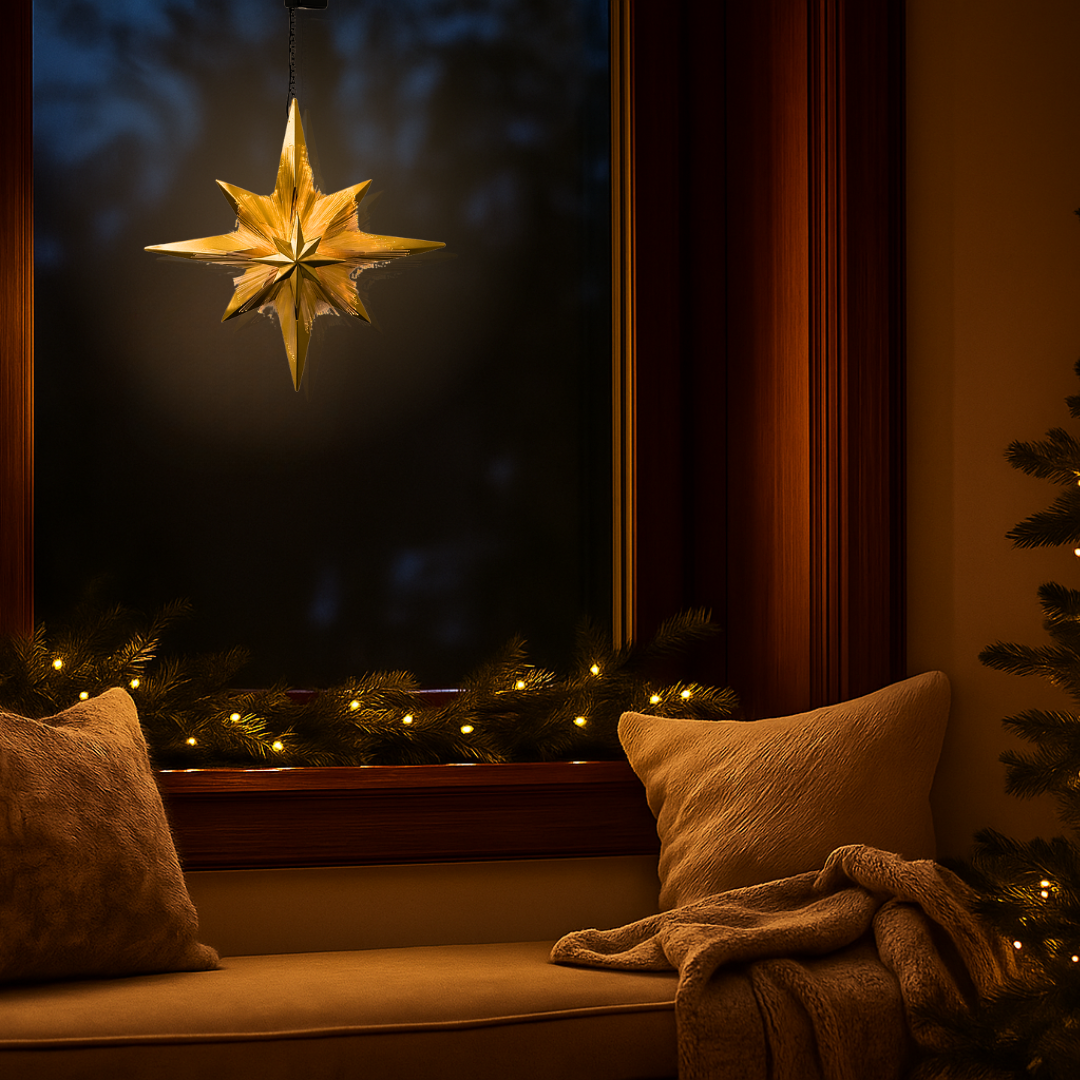 Hängeleuchte Stern | Weihnachten | LED | Batteriebetrieben | Timer-Funktion | 50 cm H