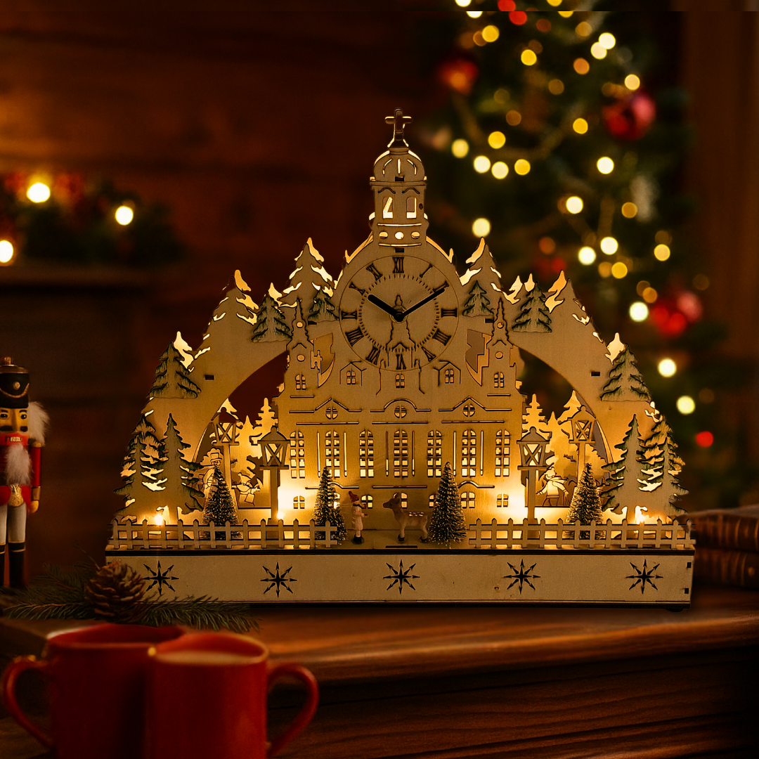 Schwibbogen | 14 LEDs | Uhr | batteriebetrieben