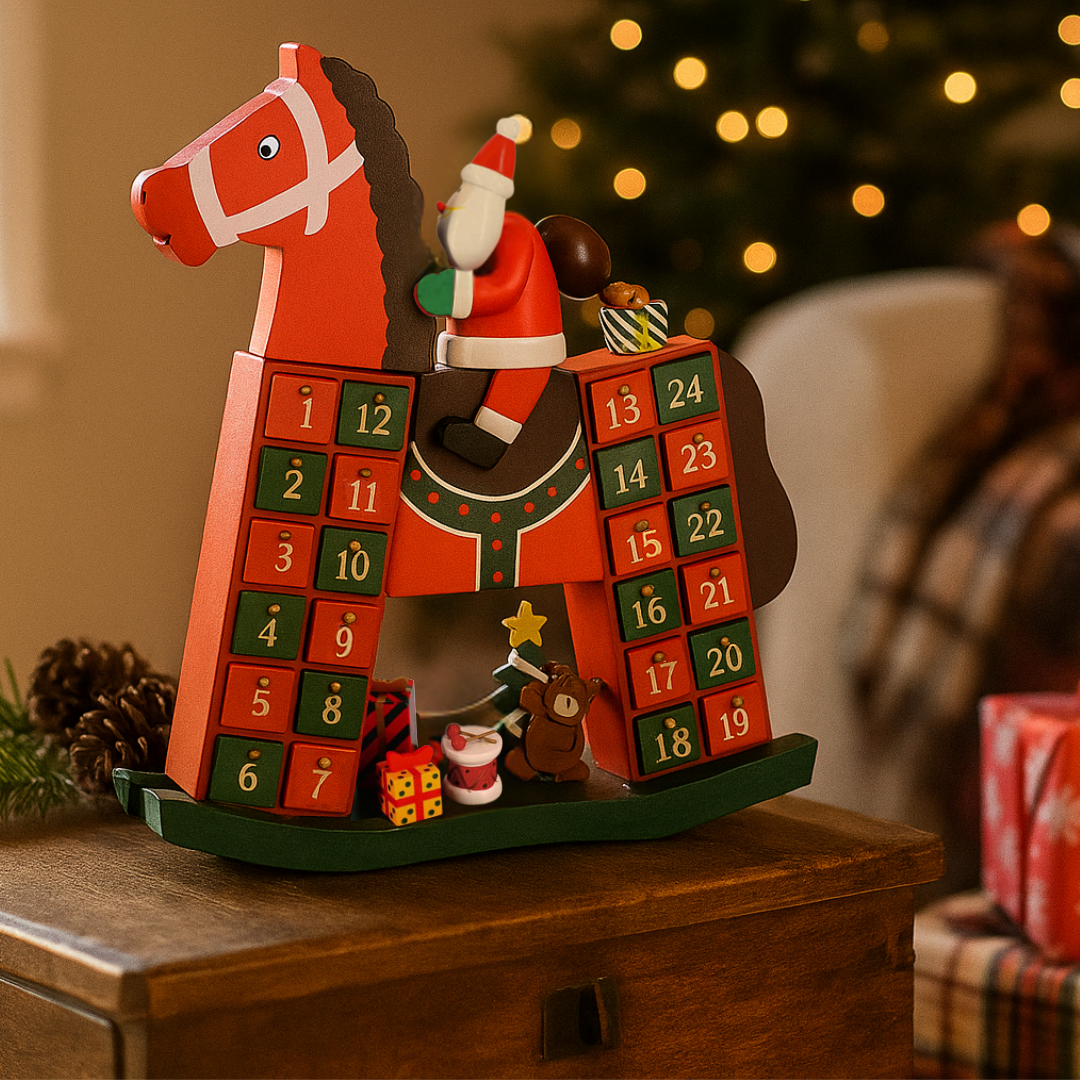 Dekofigur / Adventskalender Schaukelpferd | Weihnachten | 40 cm H
